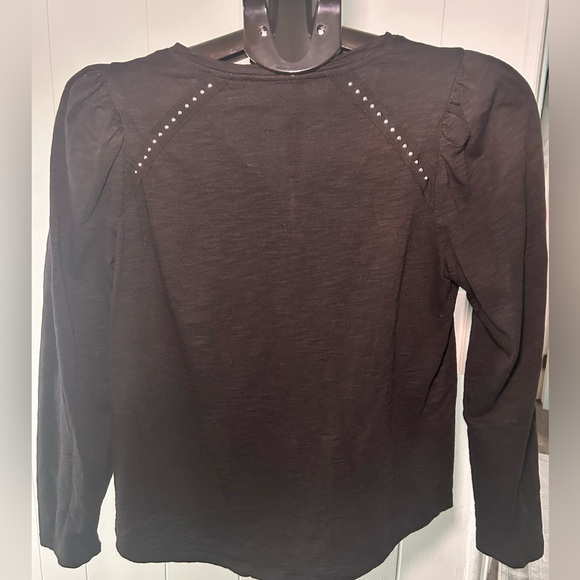Chico's Black Long Sleeve V-Neck Top - Picture 3 of 5